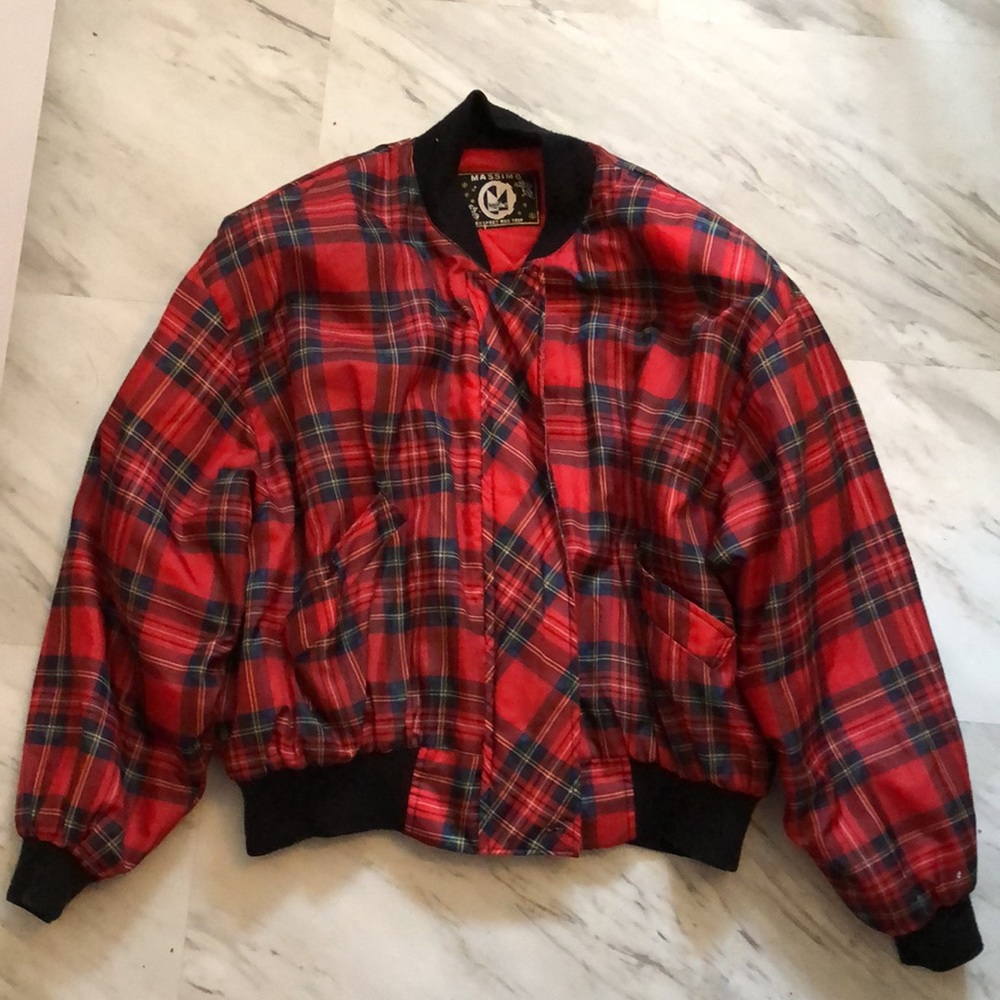 Massimo Vintage plaid bomber jacket coat medium